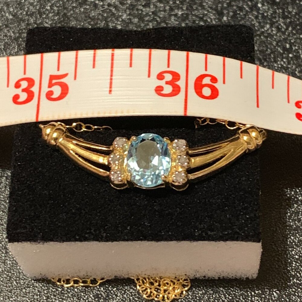 Blue Topaz and Diamond Necklace - Picture 4 of 5